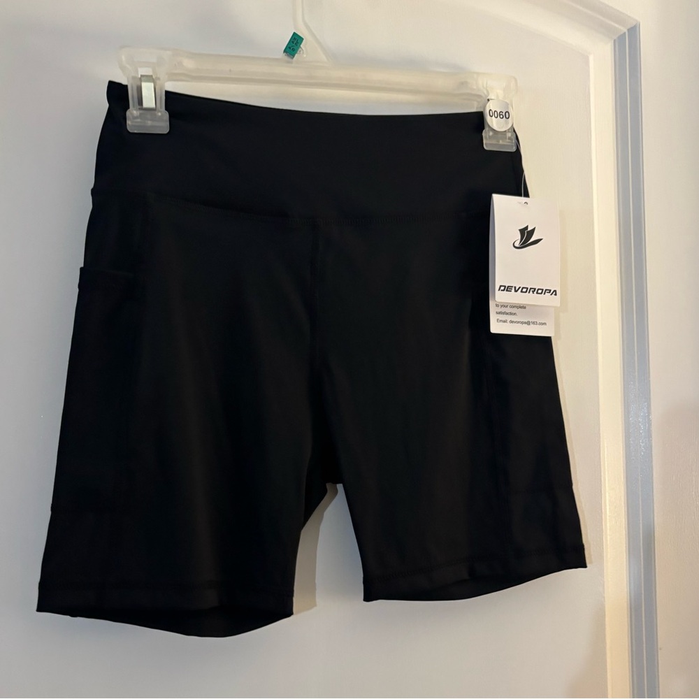 Girls' Devoropa Black High-Waist Bike Shorts - Comfortable Activewear Sz L NWT